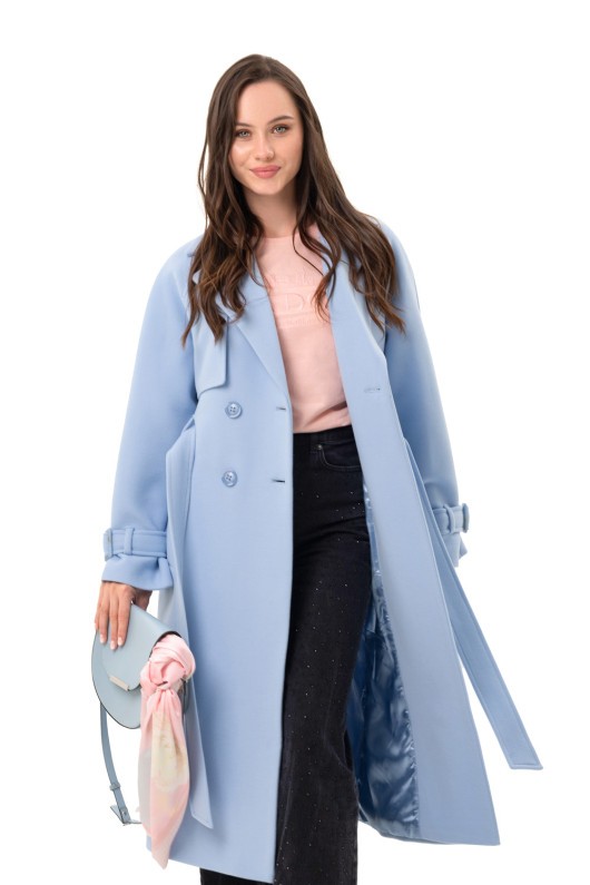 Двобортне пальто-міді «Рамі» блакитне
