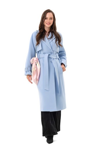 Двобортне пальто-міді «Рамі» блакитне