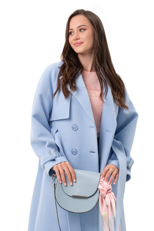 Двобортне пальто-міді «Рамі» блакитне