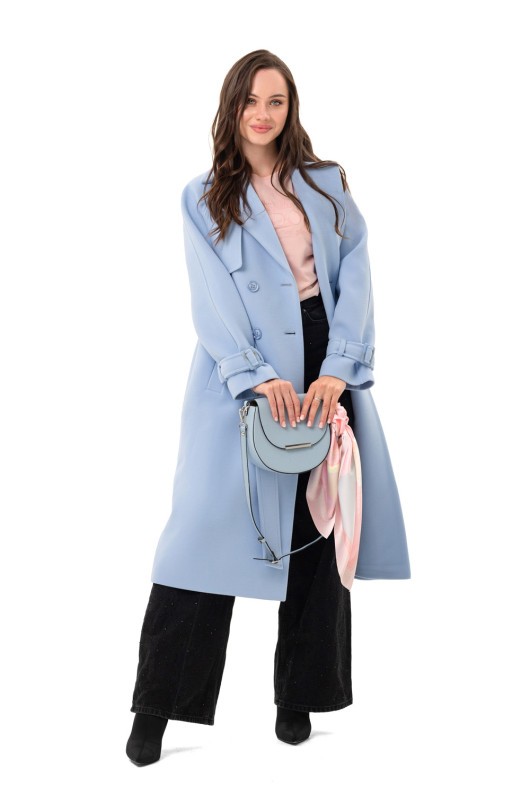 Двобортне пальто-міді «Рамі» блакитне