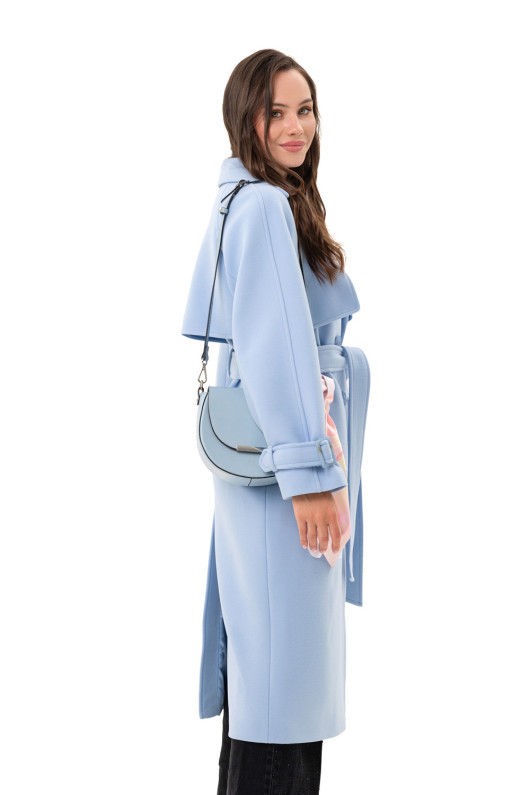 Двобортне пальто-міді «Рамі» блакитне