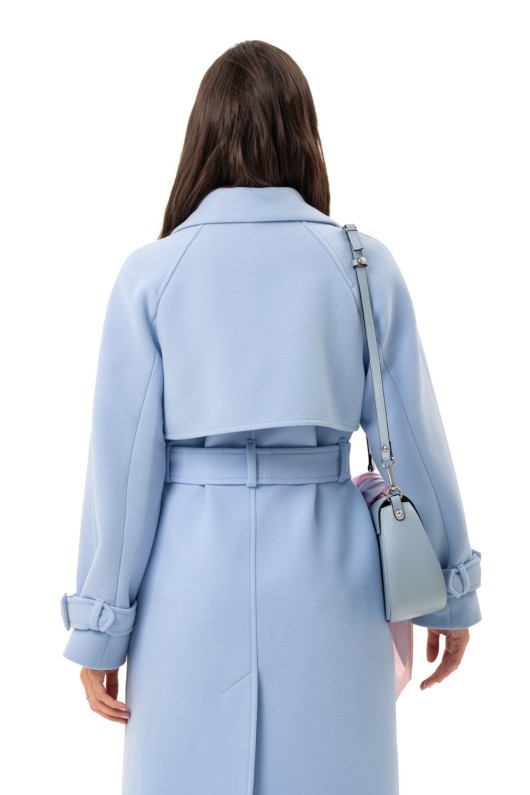 Двобортне пальто-міді «Рамі» блакитне