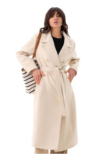 Довге елегантне пальто зі шліцею «Річі» молоко