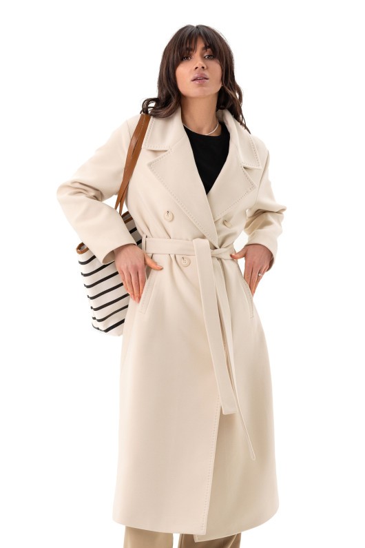 Довге елегантне пальто зі шліцею «Річі» молоко