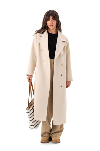 Довге елегантне пальто зі шліцею «Річі» молоко