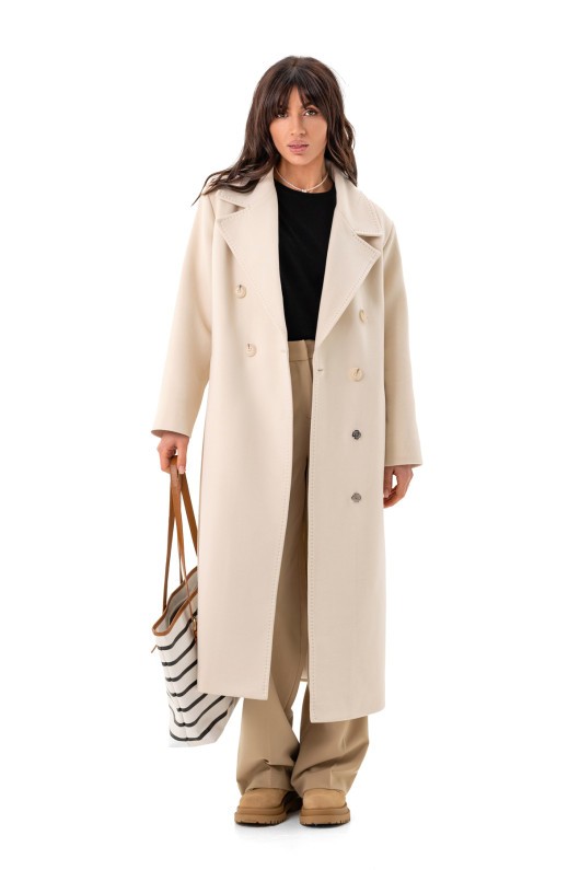 Довге елегантне пальто зі шліцею «Річі» молоко