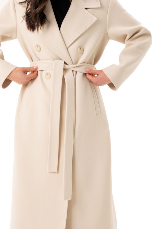 Довге елегантне пальто зі шліцею «Річі» молоко