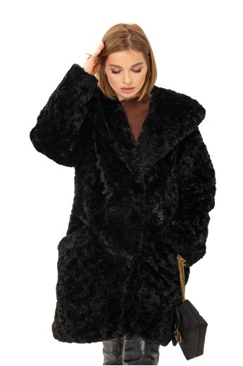 Шуба з капюшоном «Ніта» чорний д.в. утеплене