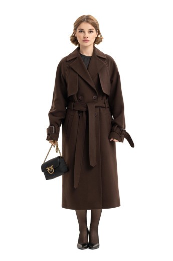 Двобортне пальто-міді «Рамі» шоколадне