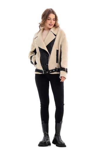 Дубленка Олив черно-белый утепленное