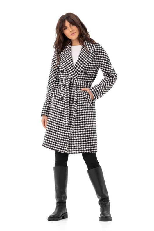 Пальто Келі чорно-білі зірки