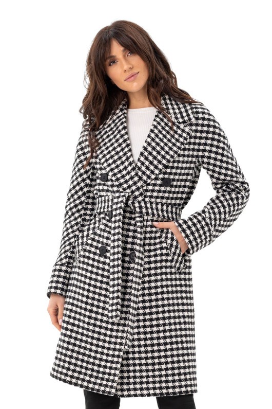 Пальто Келі чорно-білі зірки