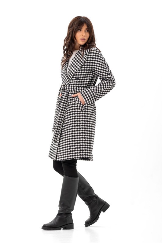 Пальто Келі чорно-білі зірки
