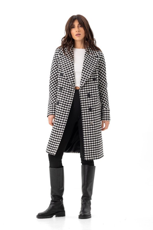 Пальто Келі чорно-білі зірки