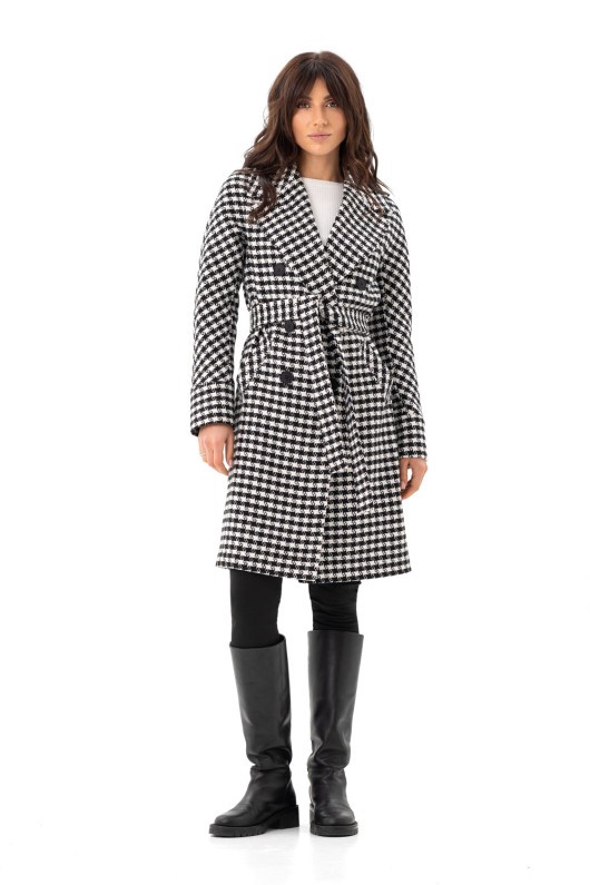 Пальто Келі чорно-білі зірки