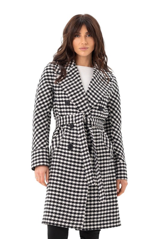 Пальто Келі чорно-білі зірки