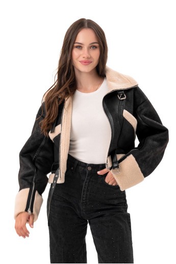 Дубленка Санти черно-белый