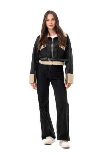 Дубленка Санти черно-белый