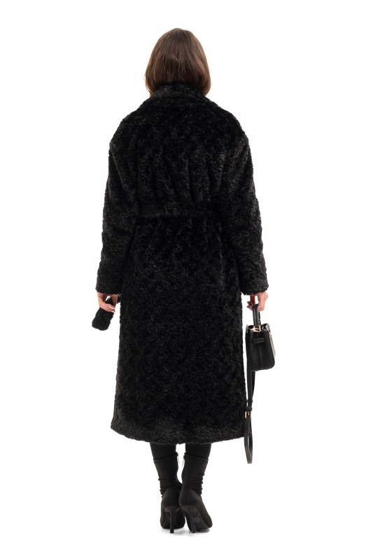 Довга зимова шуба еко барашек «Меді» чорна д.в. утеплене