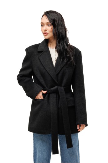 Ворсисте пальто-піджак «Лав» чорне