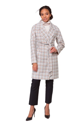 Весняне пальто в клітинку «Астрід» бежеве